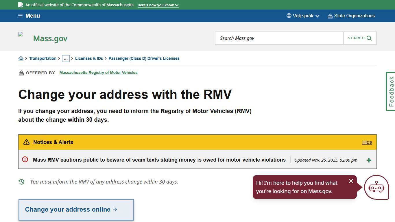 Change your address with the RMV Mass.gov